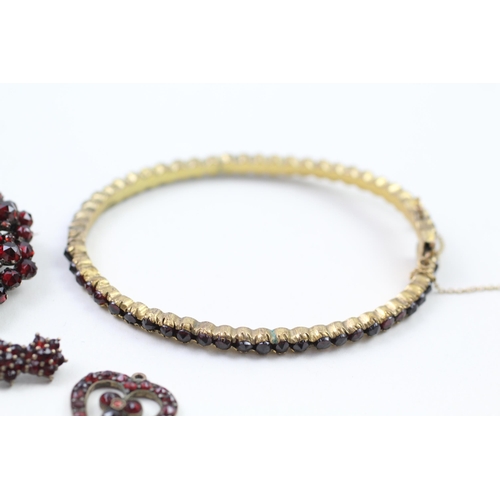 10 - 5x 4ct gold bohemian garnet antique jewellery (as seen) (36.8g)