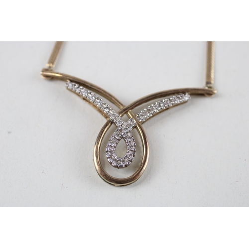 109 - 9ct gold diamond necklace (3.6g)