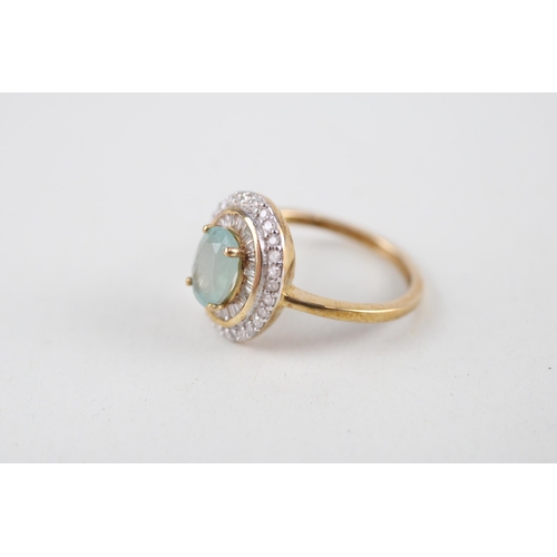 117 - 9ct gold blue gemstone & diamond dress ring (2.8g) Size  M 1/2