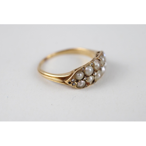 21 - 18ct gold seed pearl antique ring (as seen) (3.4g) Size  O