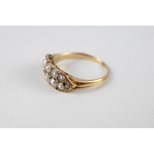 21 - 18ct gold seed pearl antique ring (as seen) (3.4g) Size  O