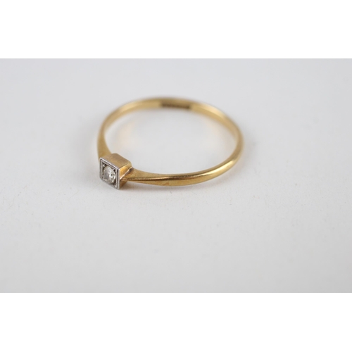 22 - 18ct gold & platinum early 20th century diamond ring (1.5g) Size  N