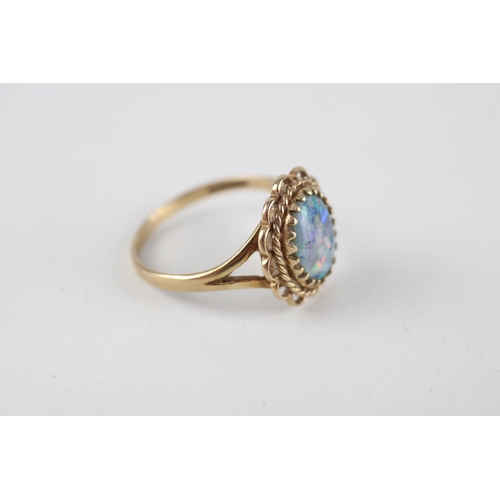 35 - 9ct gold mosaic opal doublet dress ring (2.3g) Size  O