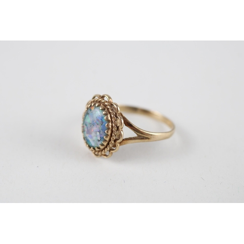 35 - 9ct gold mosaic opal doublet dress ring (2.3g) Size  O