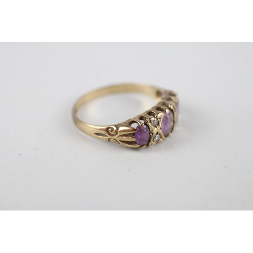 37 - 9ct gold amethyst & diamond ring (1.7g) Size  M