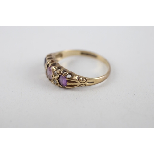 37 - 9ct gold amethyst & diamond ring (1.7g) Size  M