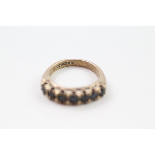 47 - 9ct gold sapphire half eternity ring (3.2g) Size  K