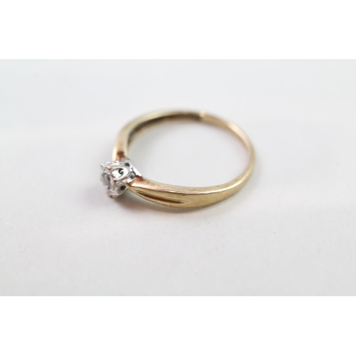 54 - 9ct gold diamond solitaire ring (1.4g) Size  M