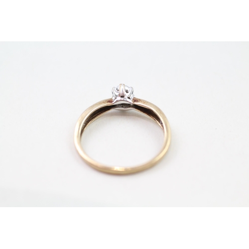 54 - 9ct gold diamond solitaire ring (1.4g) Size  M