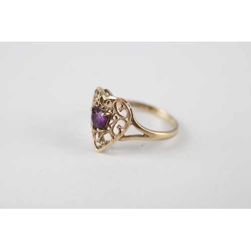 59 - 9ct gold amethyst dress ring (1.8g) Size  M