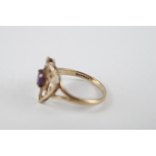 59 - 9ct gold amethyst dress ring (1.8g) Size  M