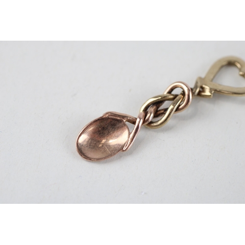 6 - 9ct gold welsh love spoon pendant & chain (3g)