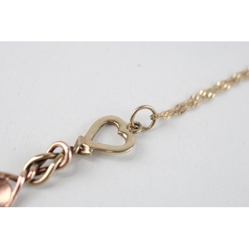 6 - 9ct gold welsh love spoon pendant & chain (3g)