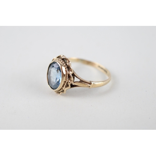 60 - 9ct gold blue gemstone dress ring (3.3g) Size  O