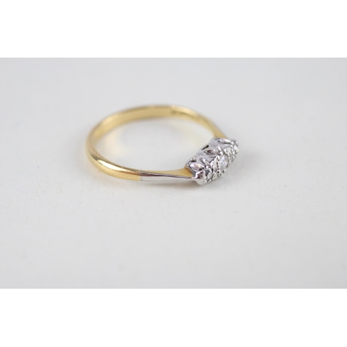 71 - 18ct gold diamond three stone ring (2g) Size  L 1/2