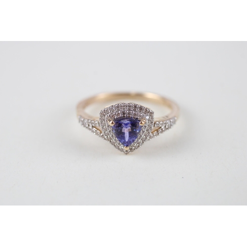 74 - 9ct gold tanzanite & diamond dress ring (3.1g) Size  S