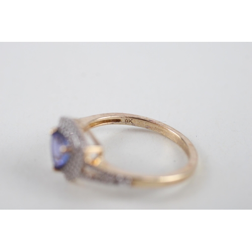 74 - 9ct gold tanzanite & diamond dress ring (3.1g) Size  S