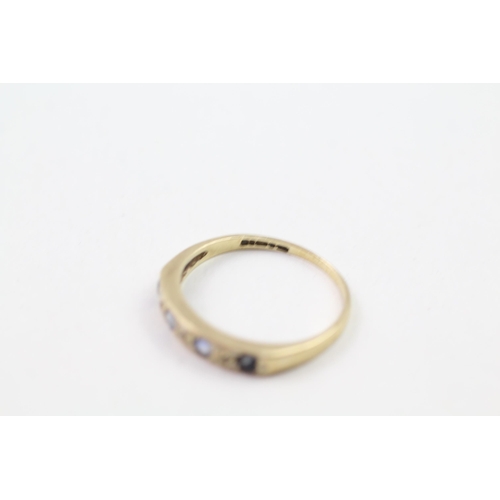 80 - 9ct gold sapphire & diamond half eternity ring (1.5g) Size  N