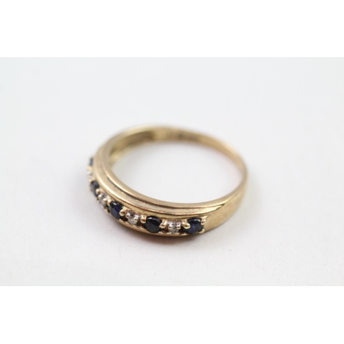 84 - 9ct gold sapphire & diamond half eternity ring (2.1g) Size  R