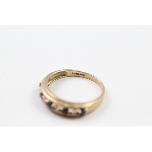 84 - 9ct gold sapphire & diamond half eternity ring (2.1g) Size  R