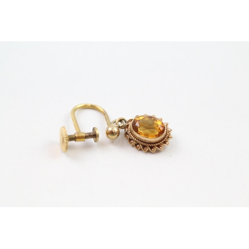 93 - 9ct gold citrine drop earrings (2.4g) Size  P