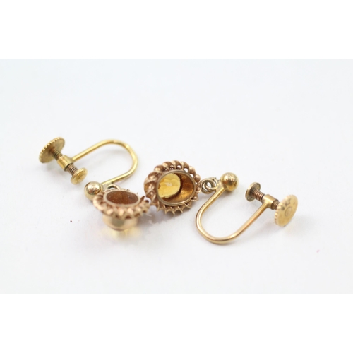 93 - 9ct gold citrine drop earrings (2.4g) Size  P