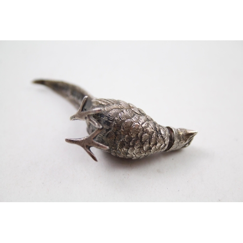 256 - Antique Late Victorian 1901 Birmingham Sterling Silver Pheasant Salt Shaker (28g)