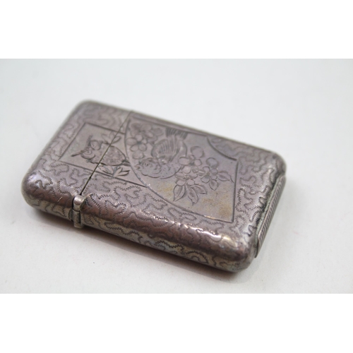 260 - Antique Victorian 1884 London Sterling Silver Vesta Case w/ Bird Detail (20g)