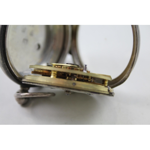 297 - THOMAS RUSSELL .925 Silver Gents Vintage Up Down POCKET WATCH Key-wind WORKING