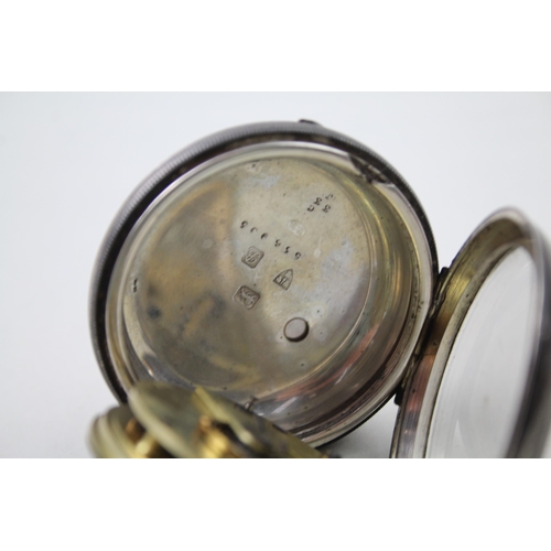 297 - THOMAS RUSSELL .925 Silver Gents Vintage Up Down POCKET WATCH Key-wind WORKING