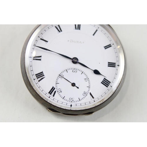 299 - DOXA Sterling Silver Cased Vintage Gents POCKET WATCH Hand-wind WORKING