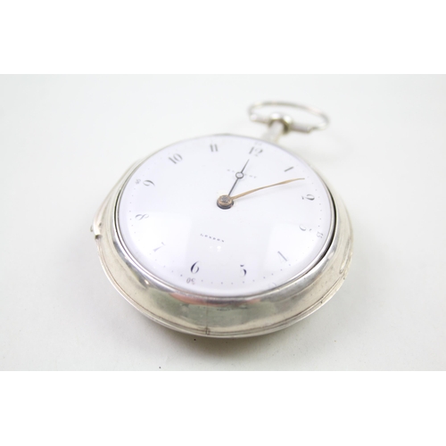 301 - Copy of ELLICOTT .925 Silver Pair Cased Antique Verge Fusee POCKET WATCH Keywind WORKING