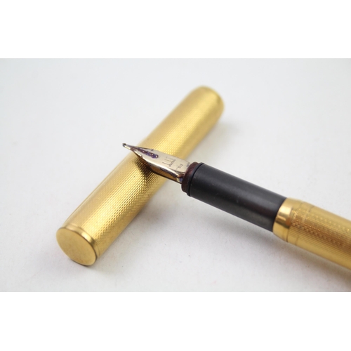 307 - Vintage DUNHILL Gold Plated Fountain Pen w/ 14ct Gold Nib WRITING (31g)