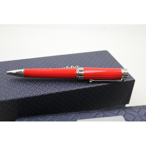 308 - MONTEGRAPPA Red Lacquer & Silver Tone Ballpoint Pen / Biro WRITING Boxed