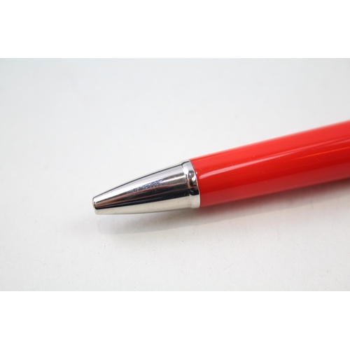 308 - MONTEGRAPPA Red Lacquer & Silver Tone Ballpoint Pen / Biro WRITING Boxed