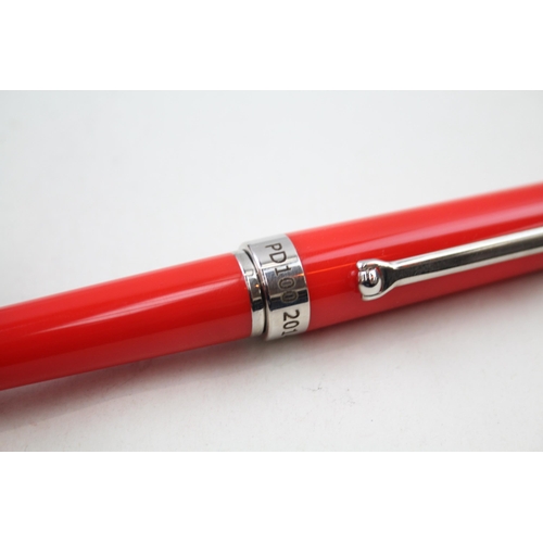 308 - MONTEGRAPPA Red Lacquer & Silver Tone Ballpoint Pen / Biro WRITING Boxed