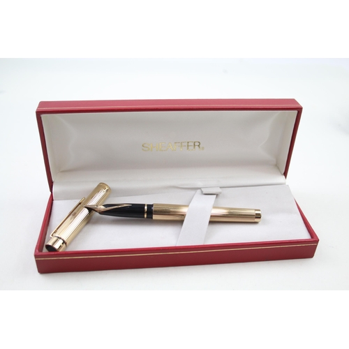 318 - Vintage SHEAFFER Targa Gold Plated Fountain Pen w/ 14ct Gold Nib WRITING Boxed