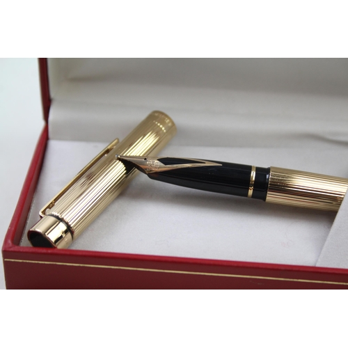 318 - Vintage SHEAFFER Targa Gold Plated Fountain Pen w/ 14ct Gold Nib WRITING Boxed