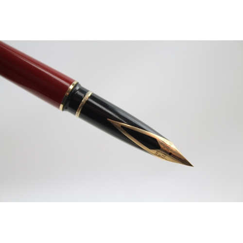 320 - Vintage SHEAFFER Targa Red Lacquer Fountain Pen w/ 14ct Gold Nib WRITING Boxed