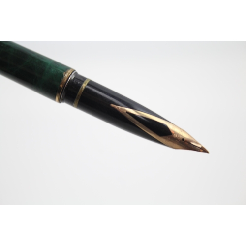 322 - Vintage SHEAFFER Targa Green Lacquer Fountain Pen w/ 14ct Gold Nib WRITING