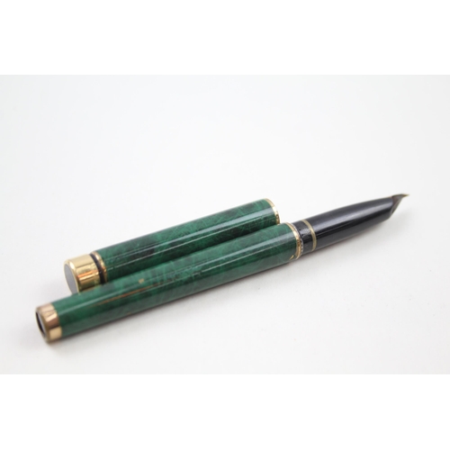 322 - Vintage SHEAFFER Targa Green Lacquer Fountain Pen w/ 14ct Gold Nib WRITING