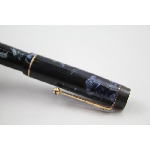 325 - Vintage PARKER Victory Navy Fountain Pen w/ 14ct Gold Nib WRITING