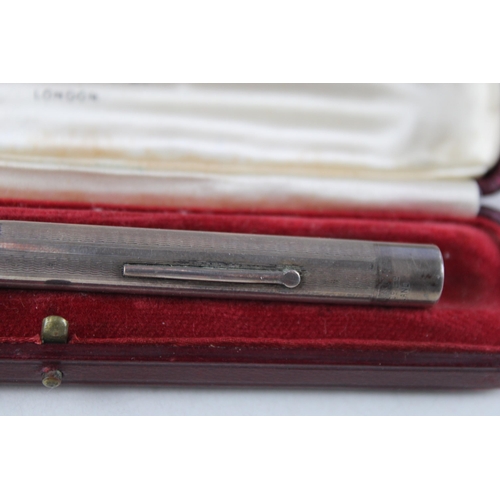 341 - Vintage MABIE TODD Swan 1936 Sterling Silver Cased Fountain Pen 14ct Nib (25g)