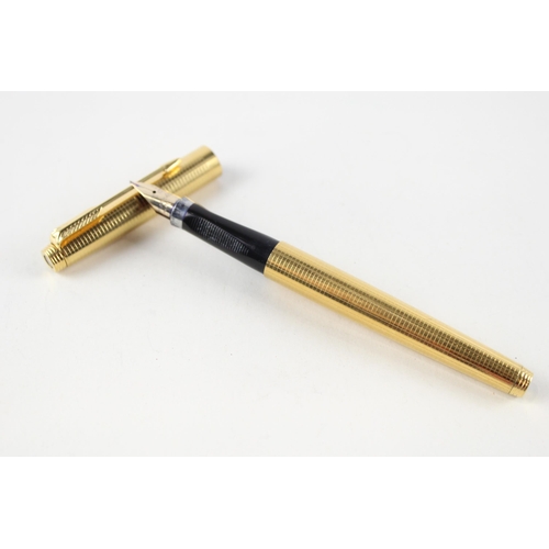 348 - Vintage PARKER 75 Gold Plated Fountain Pen w/ 14ct Gold Nib WRITING (22g)