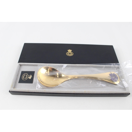 351 - Vintage GEORG JENSEN .925 Sterling Silver Gilt Spoon w/ Enamel, Box (45g)