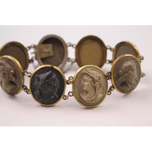 154 - Antique lava stone cameo bracelet (31g)