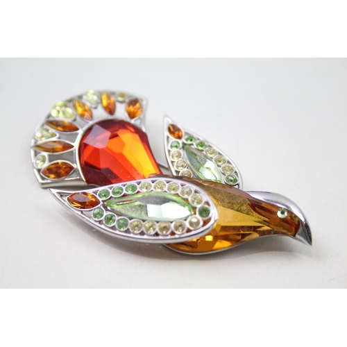 156 - Silver bird brooch by Swarovski replacement clasp (33g)