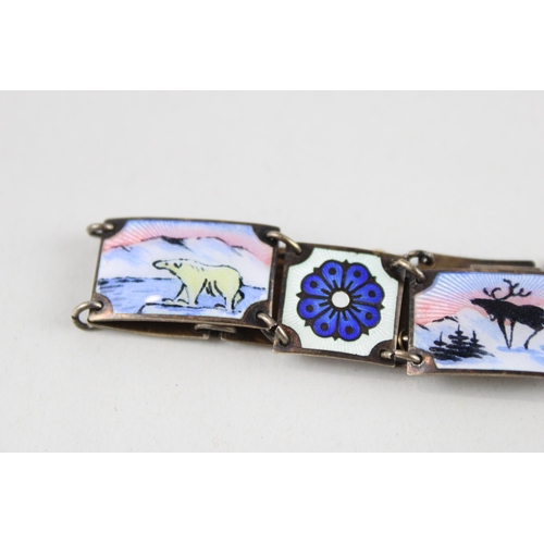 175 - Silver enamel panel bracelet by David Anderson (24g)