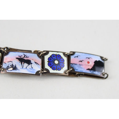 175 - Silver enamel panel bracelet by David Anderson (24g)