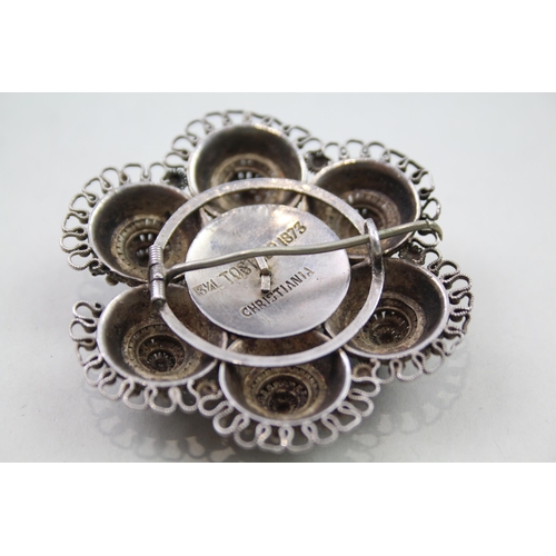 178 - Silver antique filigree brooch by Jacob Ulrich Holfeldt (20g)